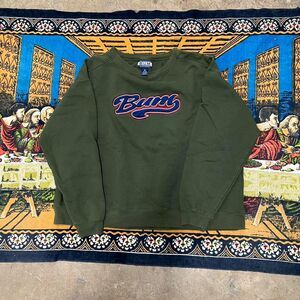 Olive B.U.M. Equipment crewneck sweatshirt size xl green embroidered vintage y2k